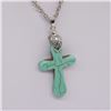 Image 3 : Turquoise Magnesite Cross Pendant Necklace
