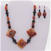 Image 1 : Carnelian and Onyx Choker with Earrings