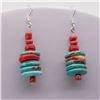 Image 2 : Turquoise and Coral Disc Choker with Earrings