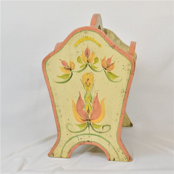 French Toile Painted Butler's Magazine Holder