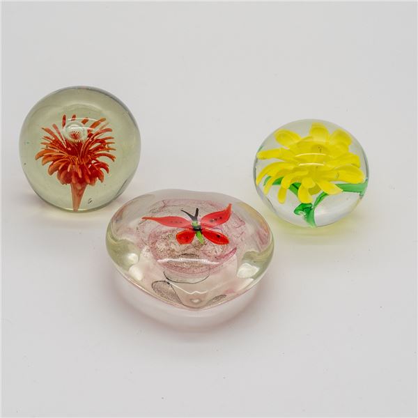 3 Glass Paperweights