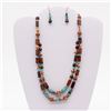 Image 1 : 2 Tier Mahogany Obsidian and Turquoise Necklace