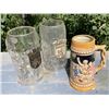 Image 1 : THREE Beer Steins, Two plastic and one ceramic