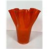 Image 2 : Hand Blown Orange Glass Vase 8 1/2 Inch High