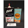 Image 1 : 2 Vintage Full Tins Tumbler Hydraulic Brake Fluid Quik Penetrating Solvent