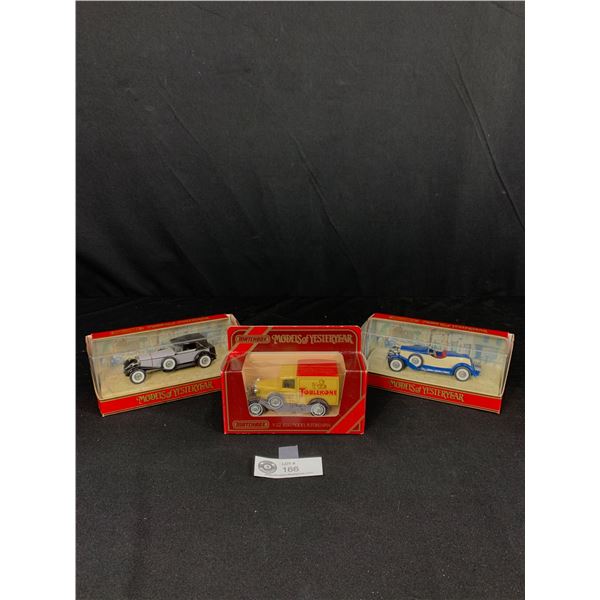 A Lot of 3 Match Box Models of Yesteryear Diecast Cars Still in Original Boxes 1/43 Scale