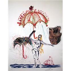 Salvador Dali, Anti-Umbrella, Lithograph with Collage 