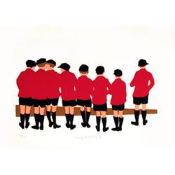 Phyllis Sussman, Waiting for the Bus, Serigraph