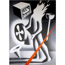 Mark Kostabi, Is Gramercy Park Burning?, Painting