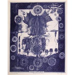Burt Hasen, Homage to William Blake, Etching
