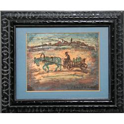 Simon Karczmar, Man with Horse Cart, Painting