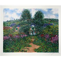 Jane Sutterman, House from Garden, Lithograph
