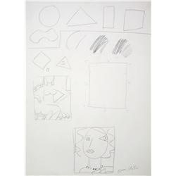 Knox Martin, Abstract Graphite Drawing