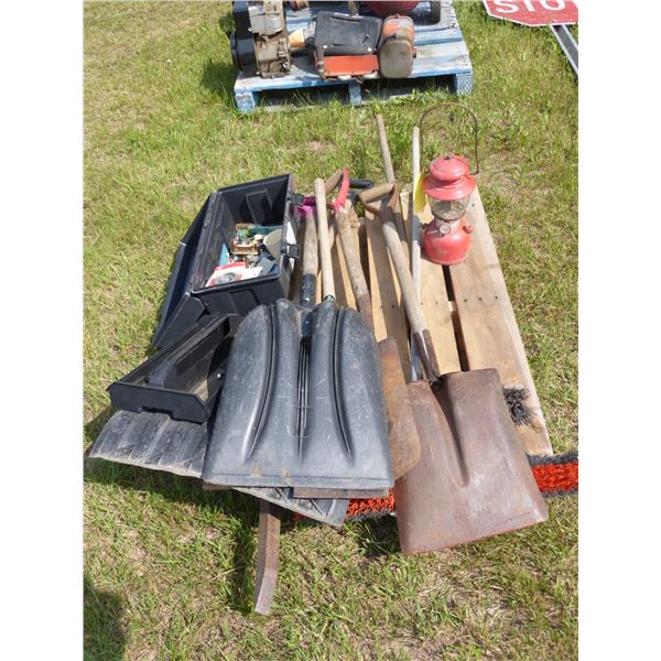 4- Shovels, Broom, Bar