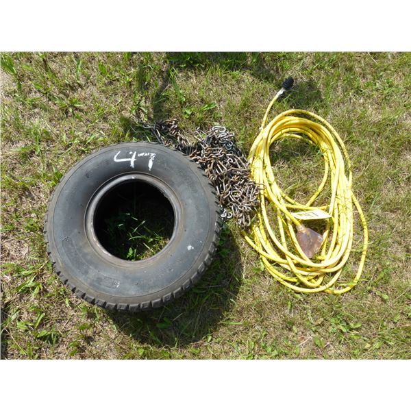 Yellow Heavy Cord, 18 x 9.50 Tire and Tire Chains