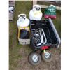 Image 1 : 2- Pro Bottles, Black Tote c/w Heater and Misc., 2- 4.10 x 3.50 Tires and Rims
