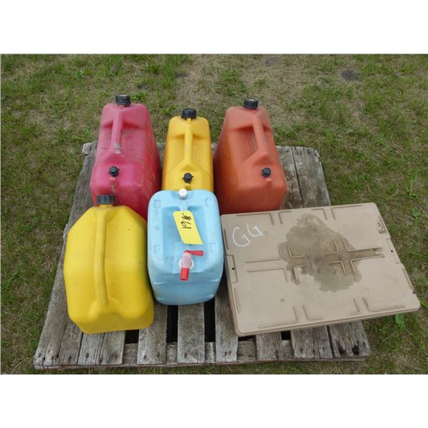 5- Jerry Cans and Tub of Nuts & Bolts