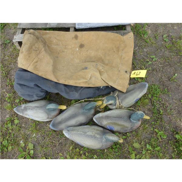 Decoys and 2- Duffle Bags