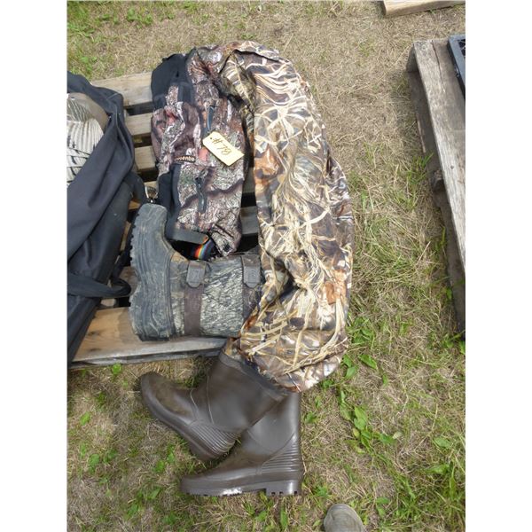 Camouflage Suit, Hip Waders X Large, Men's Winter Boots Size 12