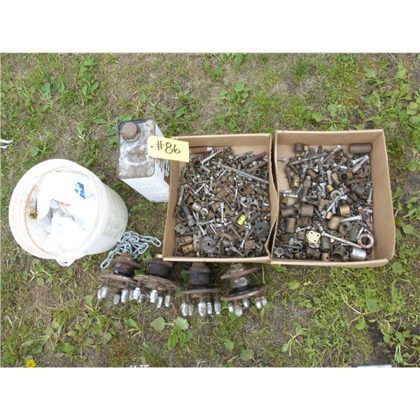 2- Boxes of Bolts, Rockerguard, 4- Axle Hubs