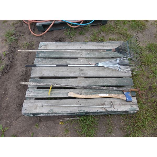 2- Rakes, Axe and Hoe
