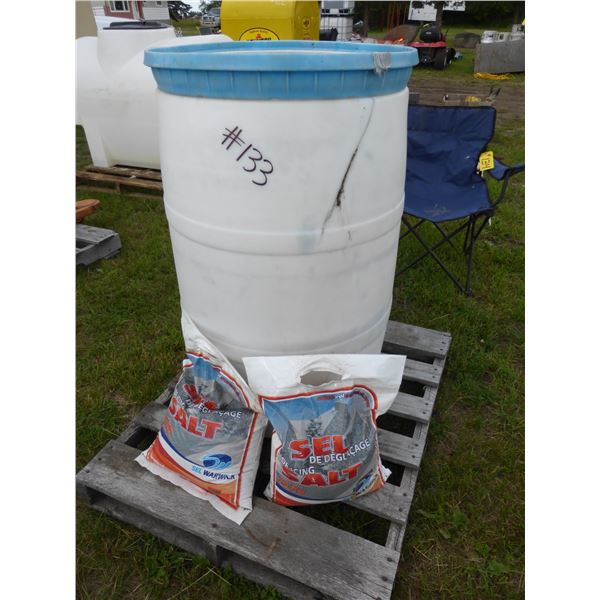 White Barrel and 2- Bags of Salt