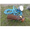 Image 1 : Propane Heater c/w Hose and Fitting, 2- Industrial Water Hose, Large 300 Watt Light Fixture