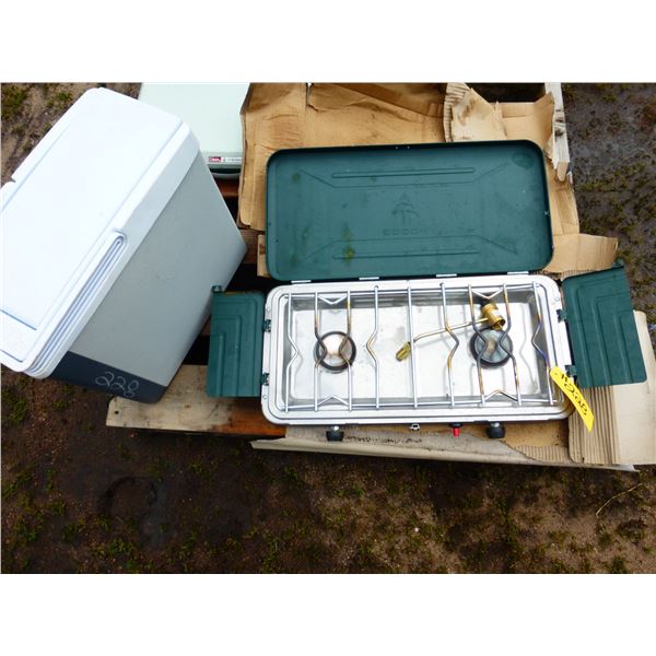 Cooler and 2 Propane Stoves