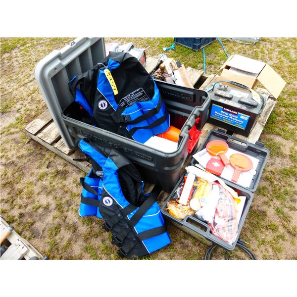 Tote c/w 2-XXL Lite Jackets, Safety and First Aid Kit