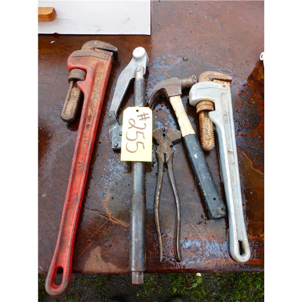 Fencing Tool, 2- Pipe Wrenches, 1/2" Drive and Hammer