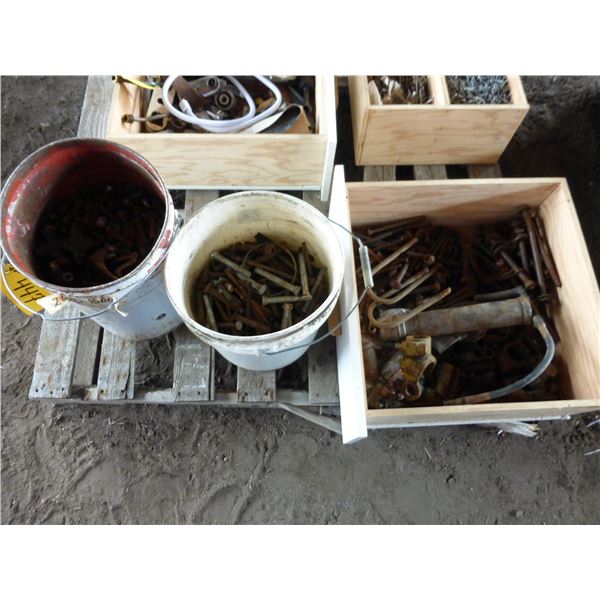 2- Pails, Bolts and Box of Bolts