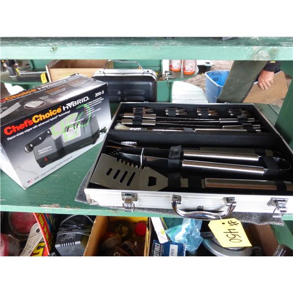 Barbeque Set and Knife Sharpener