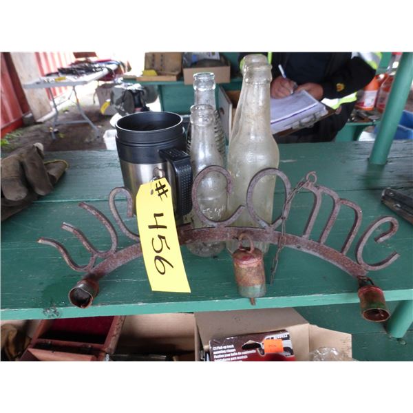 Old Welcome Sign, 4- Pop Bottles