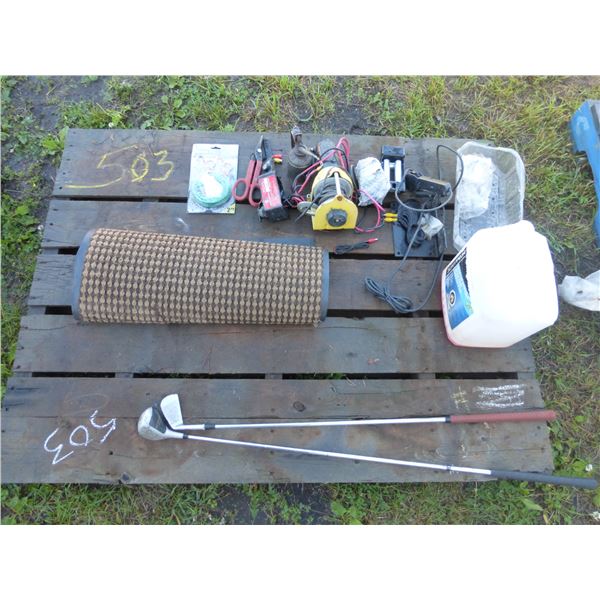 3/8" 12 Volt Winch, Shears and Bungie Cords