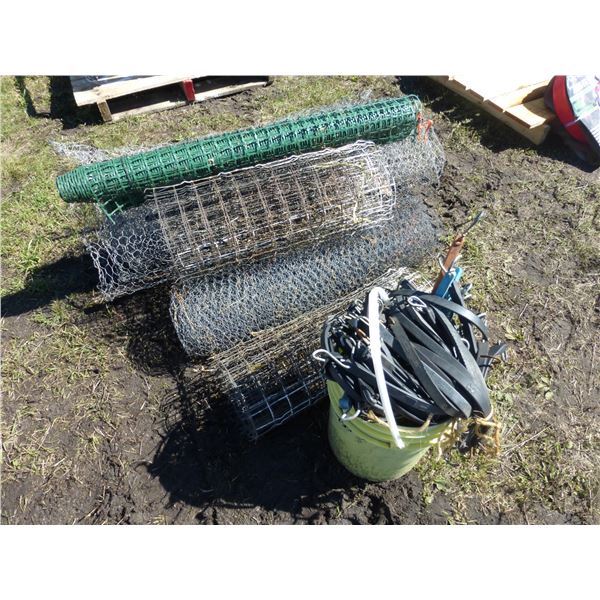 4- Rolls Chicken Wire and 5 gal Pail Snubbers