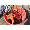 Image 2 : Red Tub c/w Chain Saw and Lawn Ornaments