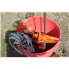 Image 3 : Red Tub c/w Chain Saw and Lawn Ornaments