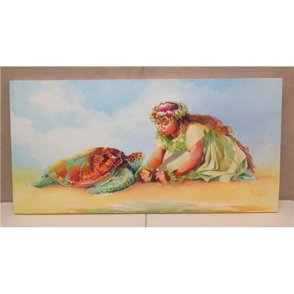 Original Painting, Oil on Canvas 'Asking the Ancestor' Signed Penny Taylor-Beardow 24"x48"