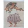Image 2 : Framed Artwork, 'Hula Kahiko' Signed Joan Allen '91, Framed, Approx. 20" x 25"