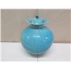 Image 2 : Blue Glazed Crackled Ceramic Ginger Jar w/ Lid by Wayne Turl, Oahu 10" Dia, 16"H