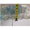 Image 14 : Misc Glassware: Mason Jar Glasses w/ Handles, Ceramic Mugs, Blue Glass Tumblers