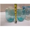Image 15 : Misc Glassware: Mason Jar Glasses w/ Handles, Ceramic Mugs, Blue Glass Tumblers