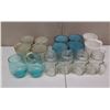 Image 1 : Misc Glassware: Mason Jar Glasses w/ Handles, Ceramic Mugs, Blue Glass Tumblers