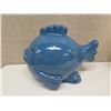 Image 3 : Gold Colored Piggy Bank w/ Asian Markings, Blue Fish & Elephant Plant Holder