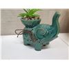 Image 5 : Gold Colored Piggy Bank w/ Asian Markings, Blue Fish & Elephant Plant Holder