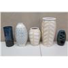 Image 1 : Qty 5 Decorative Vases: SoHa Tall Vase w/ Matching Smaller, Threshold, Blue Fountain