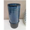 Image 2 : Qty 5 Decorative Vases: SoHa Tall Vase w/ Matching Smaller, Threshold, Blue Fountain