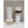 Image 2 : Qty 3 Glass Vases & 2 Global Views Containers w/ Gold Foil Accents
