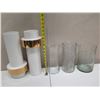 Image 8 : Qty 3 Glass Vases & 2 Global Views Containers w/ Gold Foil Accents
