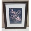 Image 1 : Leaf Motif Artwork Signed by Artist in Wood Frame & Matted 23"x19"